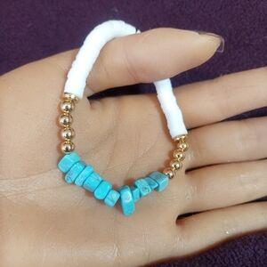 Women's bracelet ,turquoise gemstone bracelet, gold tone bracelet